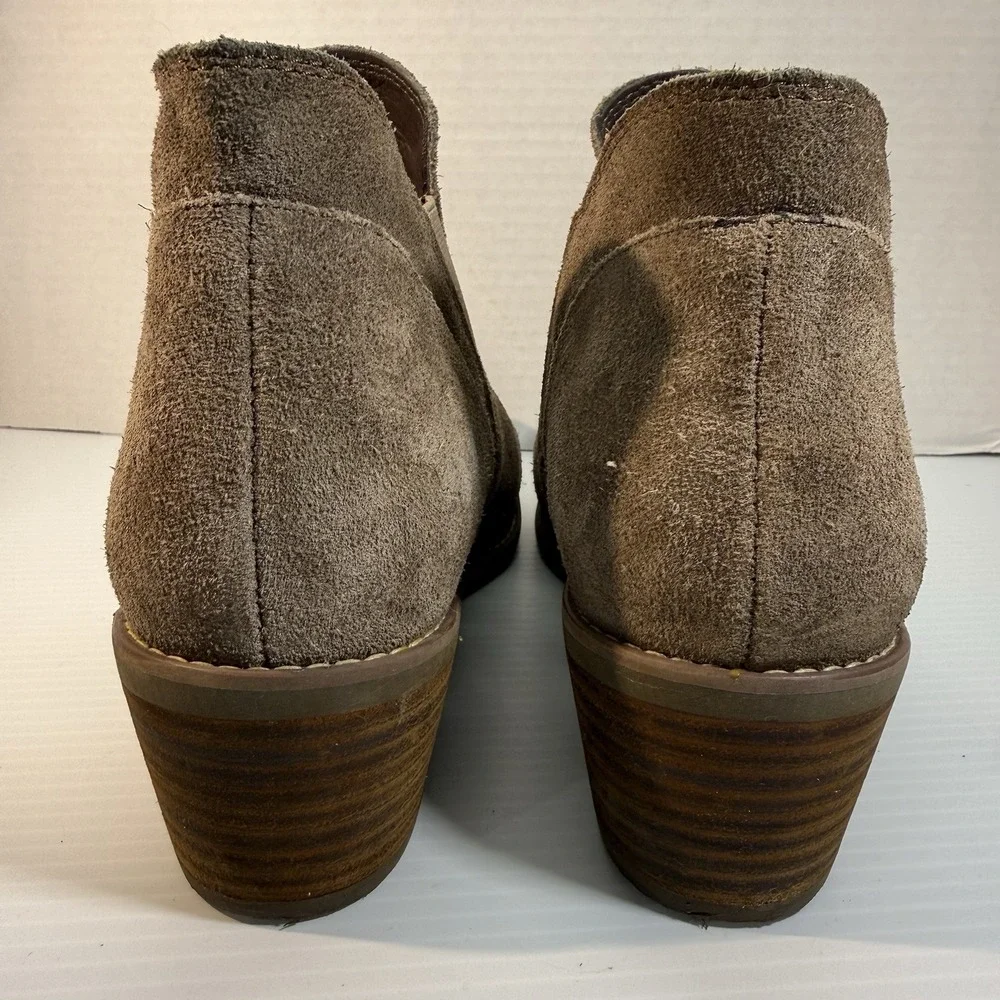 Me Too Zasper Leather Suede Tan Heeled Ankle Boots Booties Women's Sz 8M Cut Out - Picture 7 of 14